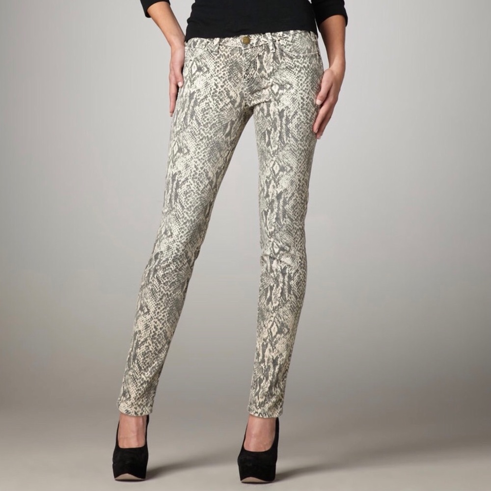 Current/Elliott Gray Boa-Print Skinny Jeans 25